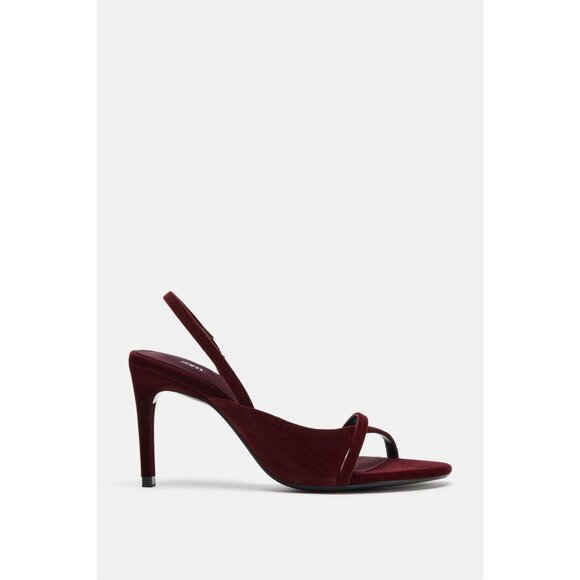 ZARA VELVET EFFECT HEELED SANDALS - Picture 3 of 5